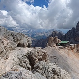Lorenzi hut in the Cristallo Mountains, Monte Cristallo