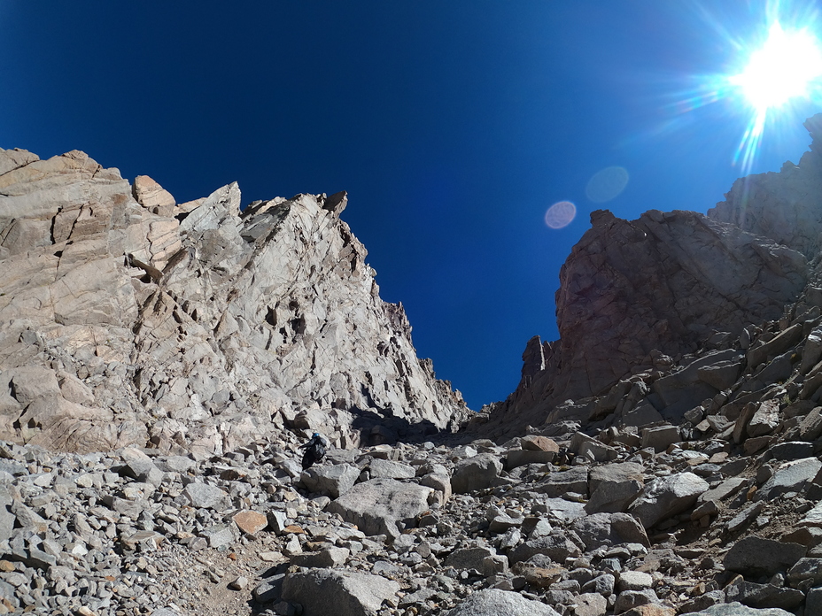 Staring up the class 2 chute!, Mount Williamson