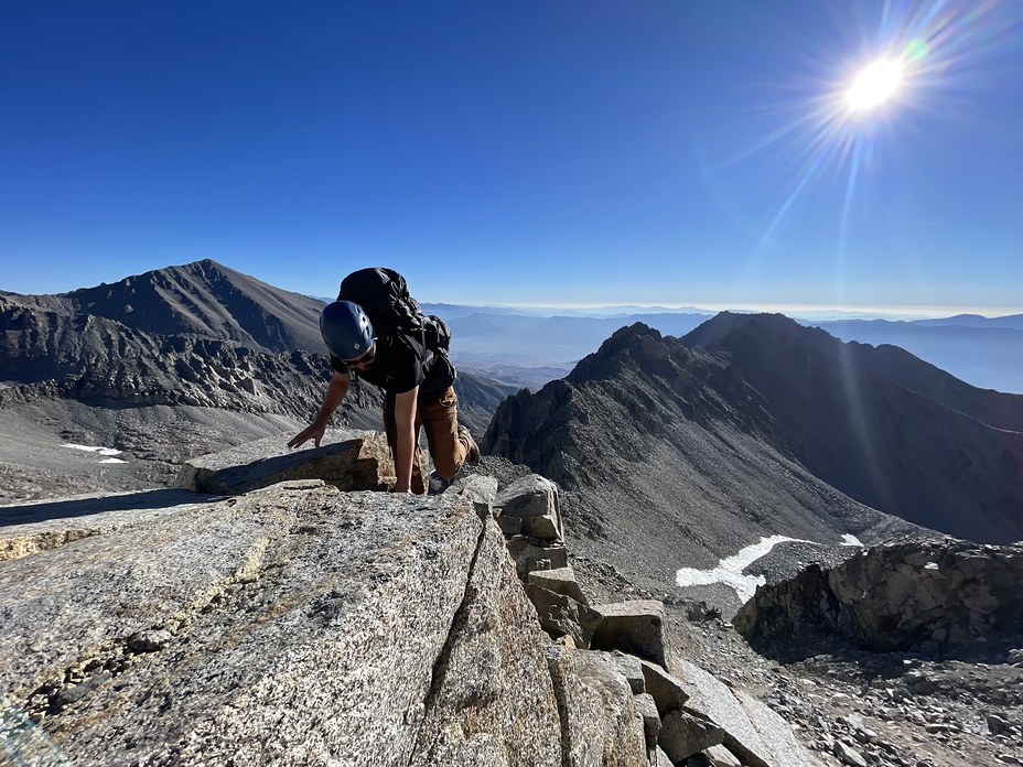 Topping out over class 3, Split Mountain