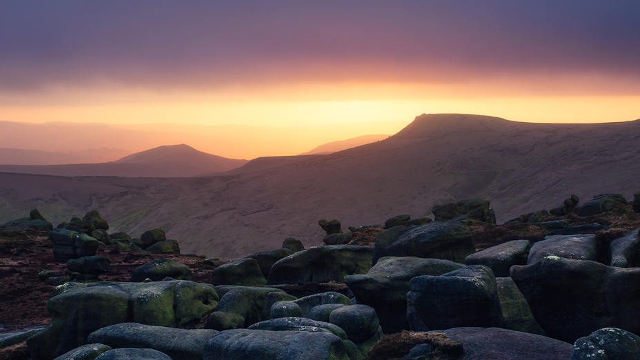 Sunset from Woolpacks, Kinder Scout