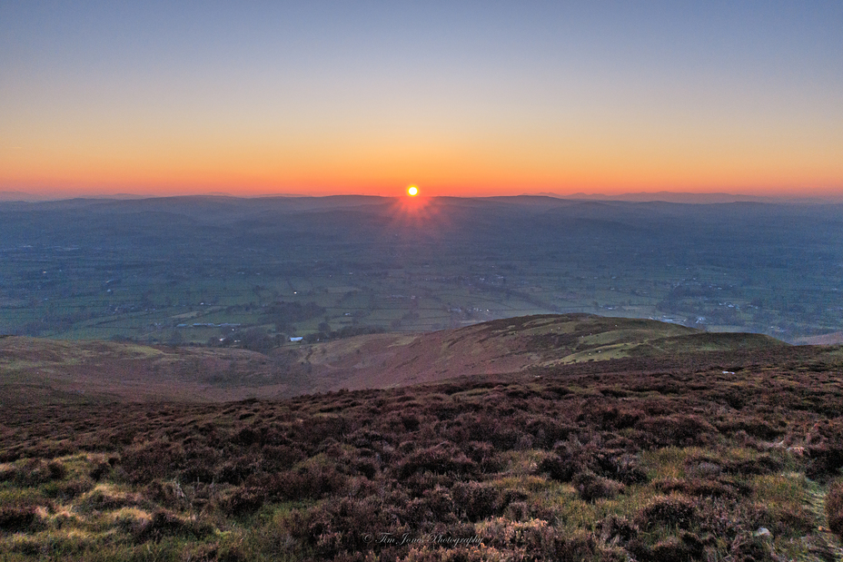 Sunset from the Clwydians., Moel Famau