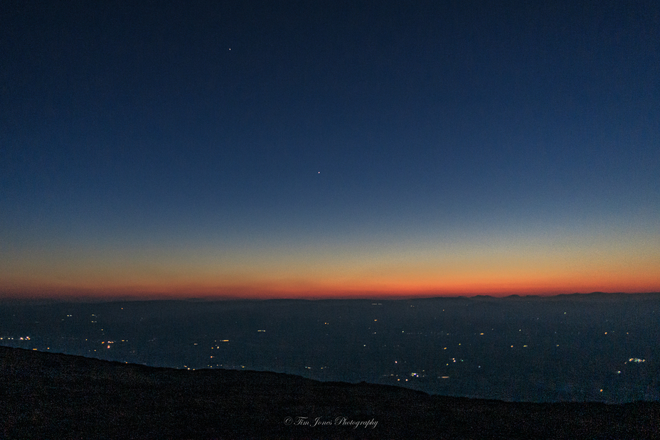 Jupiter and Venus over the Vale of Clwyd, Moel Famau