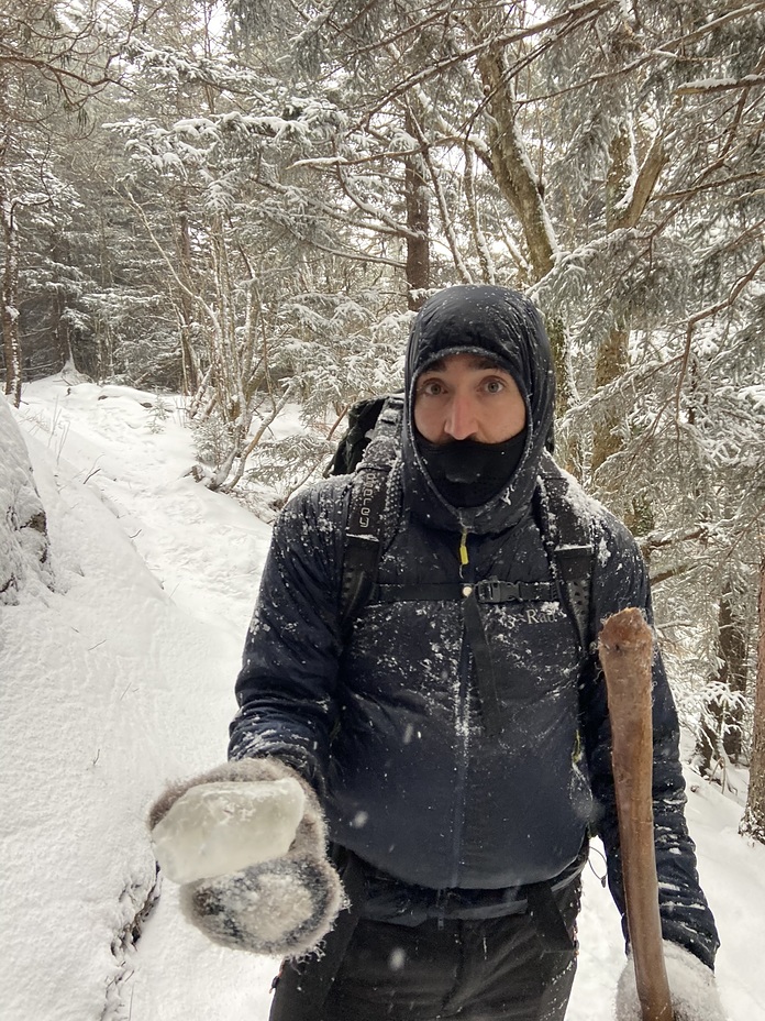 Finding chunks of ice along Mount Mitchell trail., Mount Mitchell (North Carolina)