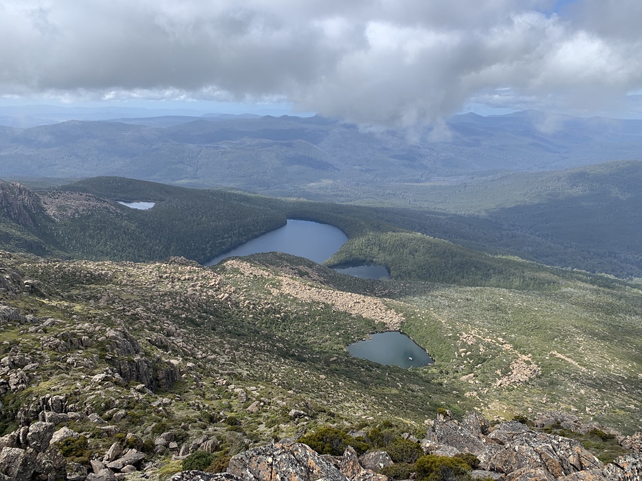 Mt Picton looking south to lake riveaux and Mt Hartz, Federation Peak