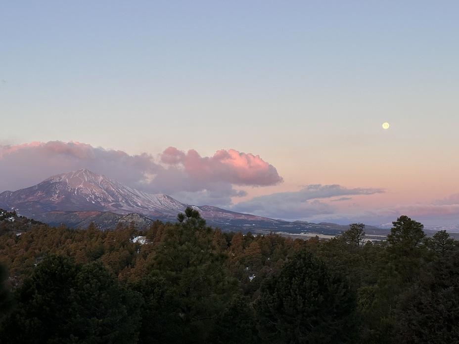 East Spanish Peak at dusk from deck, West Spanish Peak