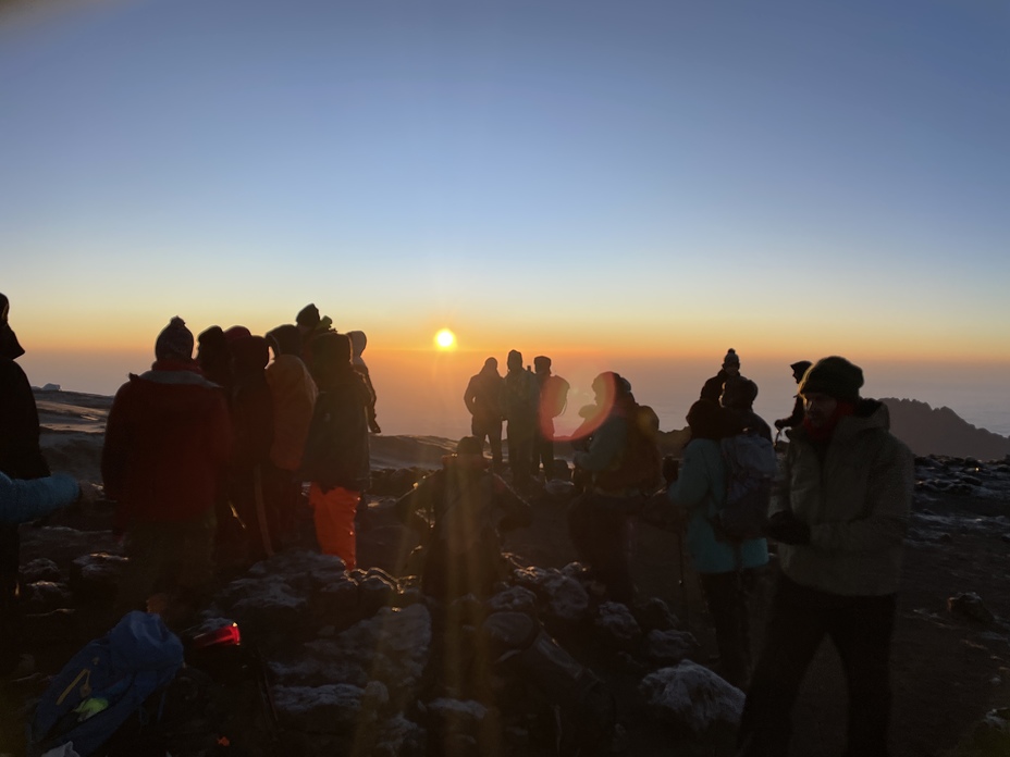 Sunrise summit on Uhuru Peak, Mount Kilimanjaro