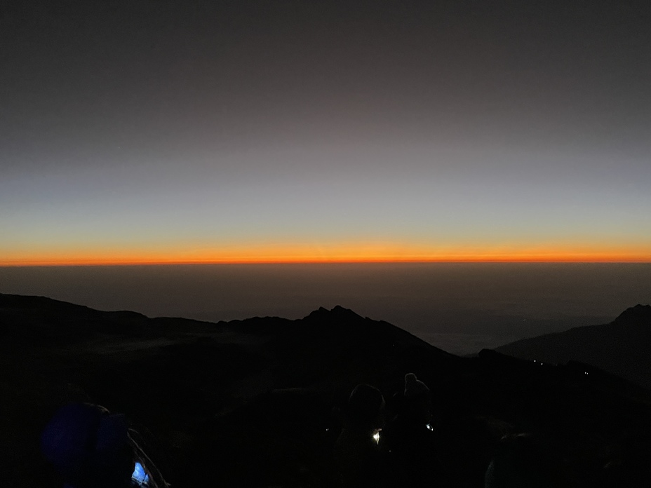 Sunrise approaching at Stella Point, Mount Kilimanjaro