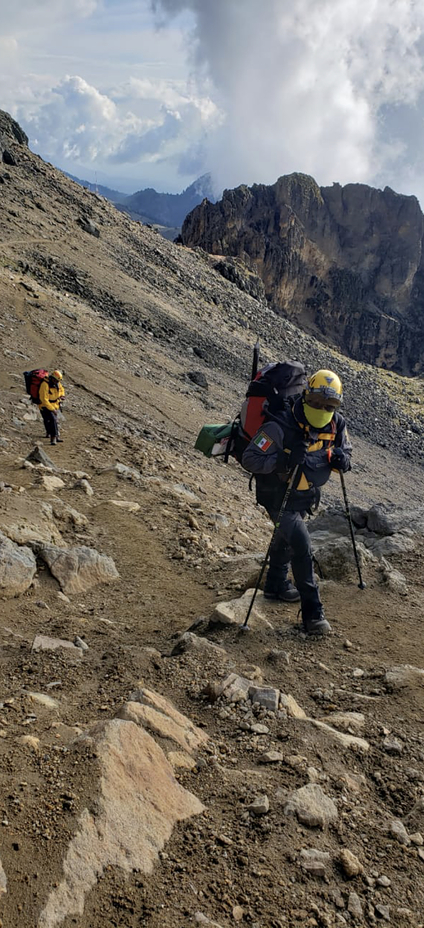 Prácticas de rescate agreste., Popocatepetl