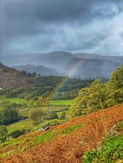 Rainbow descending Angletarn Pikes photo