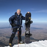 At the summit and ready to snowboard the icy slopes of Pico de Orizaba