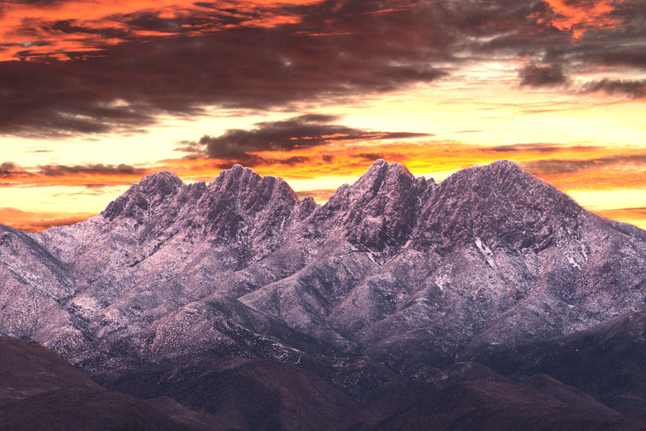 2019 4 Peaks Snow Sunrise, Four Peaks