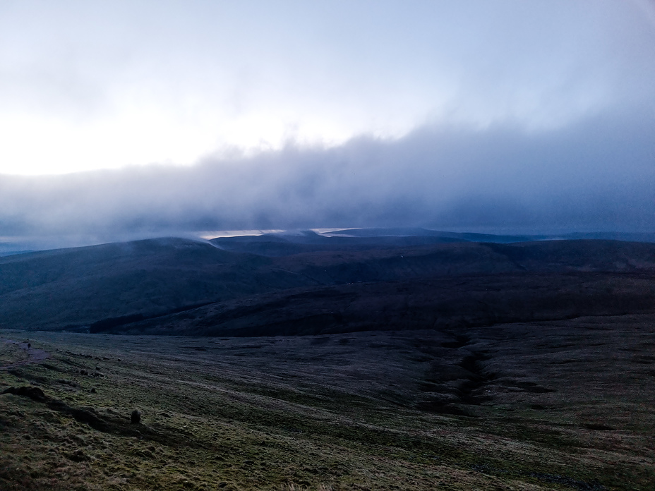 Moody low level cloud, twilight, Pen Y Fan