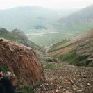 Looking down the gully from the bealach on The Buachaille.