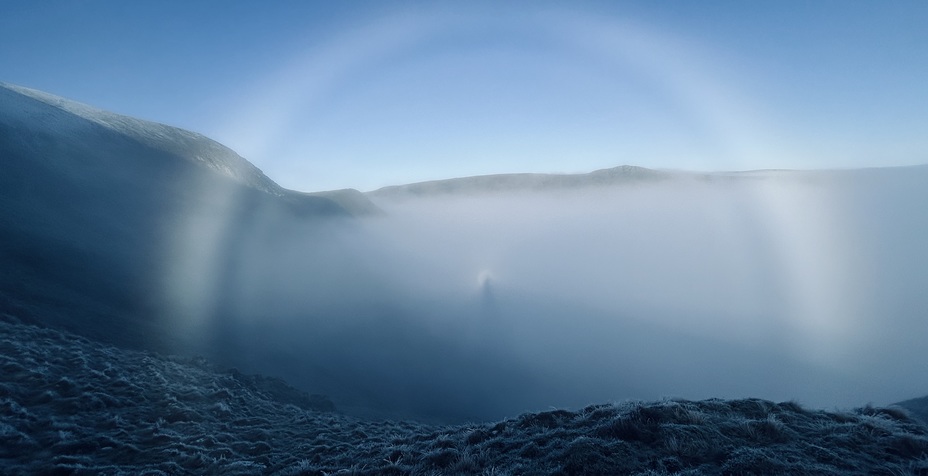 Fogbow and Brocken spectre, High Street (Lake District)