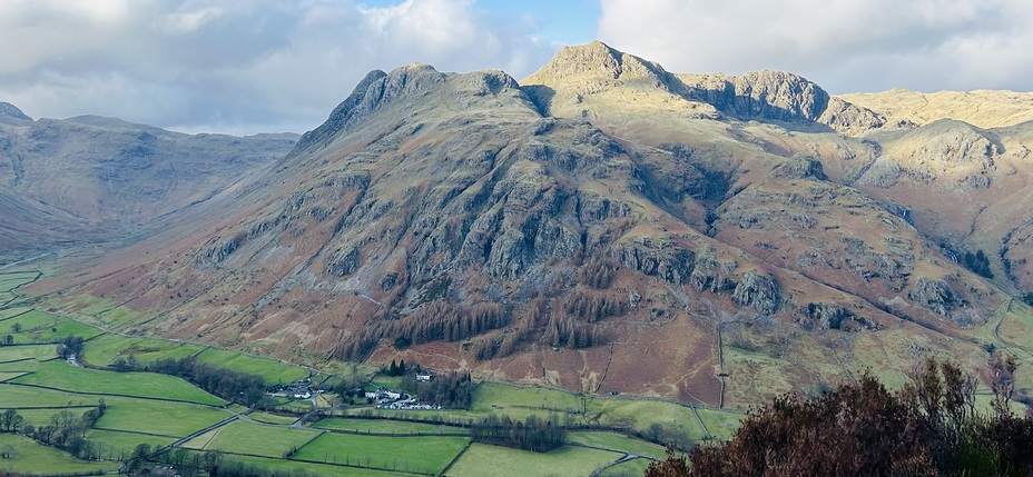 Harrison Stickle illuminated, viewed from Side Pike