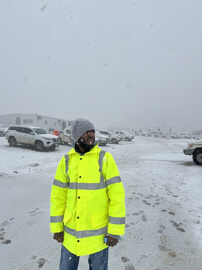Snow storm day at Trojena Ski Village Construction Site, Jabal al-Lawz