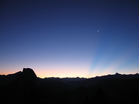 Half Dome at sunrise with moon, Three Brothers (Yosemite) photo