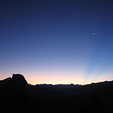 Half Dome at sunrise with moon, Three Brothers (Yosemite)