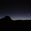 Half Dome and moon with earthshine