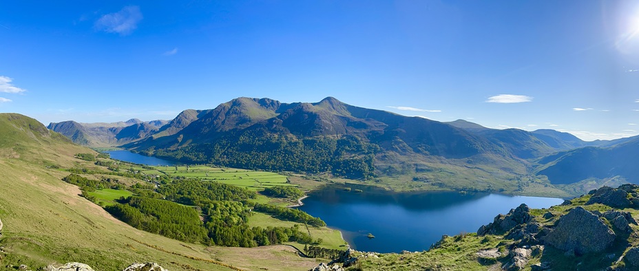 Crummock Water and Buttermere from Rannerdale Knotts 