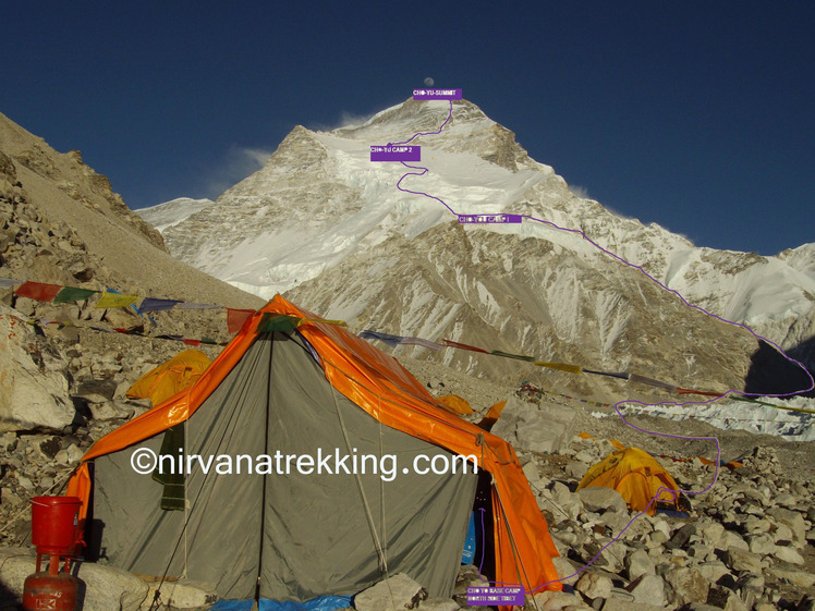 Cho-Yu from Tibet side climb, Cho Oyu or Qowowuyag ( 卓奧有山)