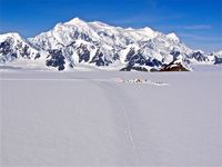 Mount Logan in back with Icefield Discovery camp photo