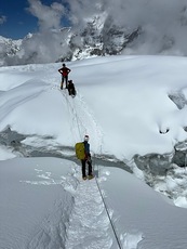 Crossing crevasse above c2, Kangchenjunga photo