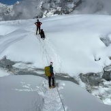 Crossing crevasse above c2, Kangchenjunga