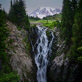 Mount Rainier Behind Myrtle Falls in Paradise Area