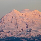 Close-Up of Mount Rainier’s Snow-Capped Summit at Sunrise