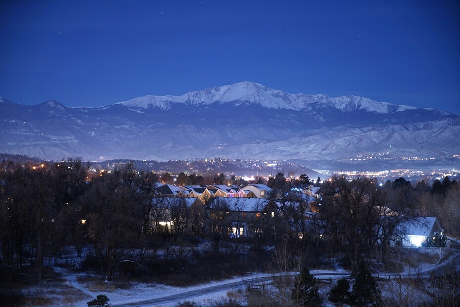 Pikes Peak Over Colorado Springs by Night