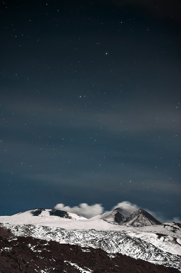 Mount Etna Under a Star-Filled Sky, Monte Etna