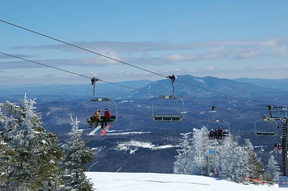 Chairlift Overlooking the Green Mountains from Ludlow Mountain