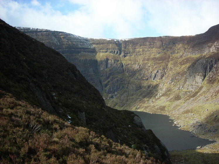 Coumshingaun coum looking onto Comeragh plateau., Comeragh Mountains