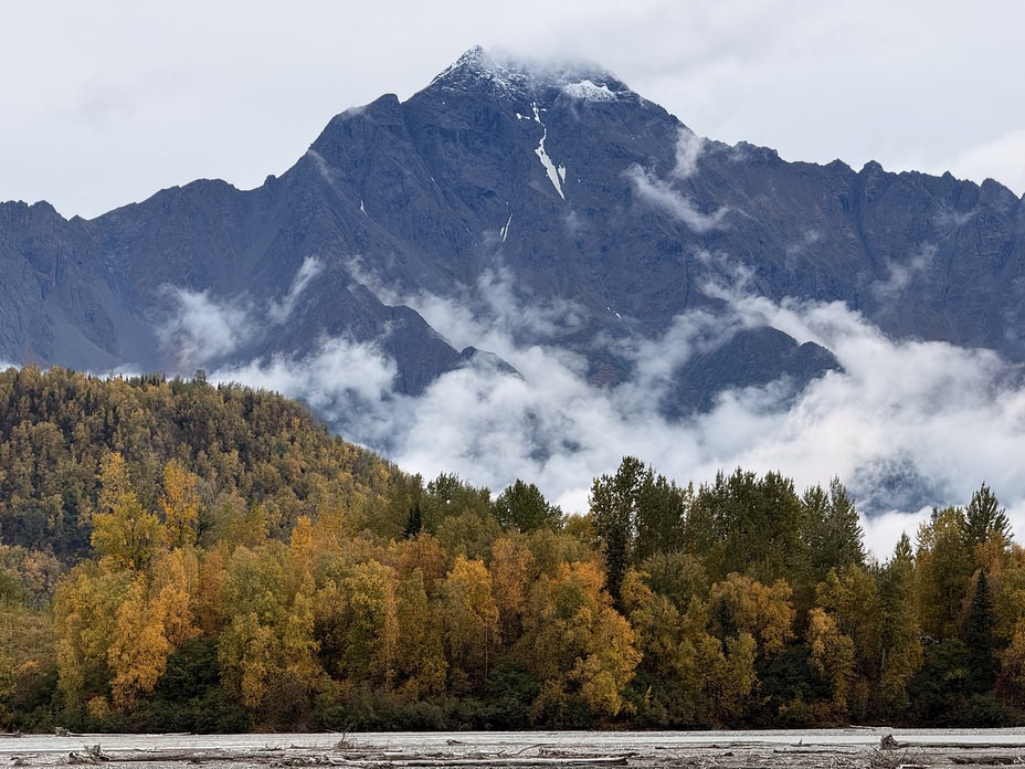 Pioneer Peak viewed from Matanuska River Bed