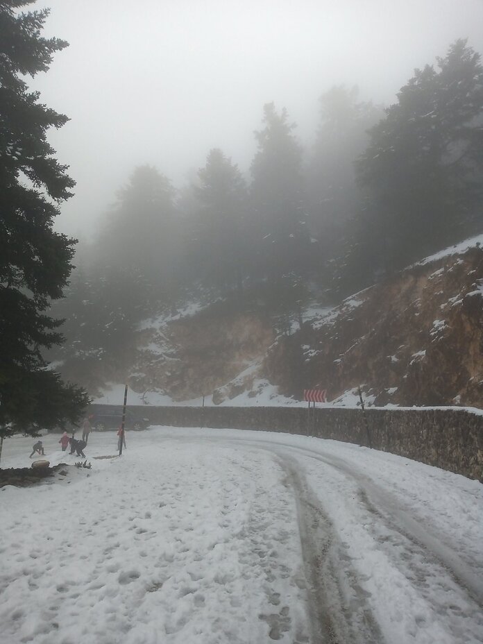 Mount Ainos in the snow 