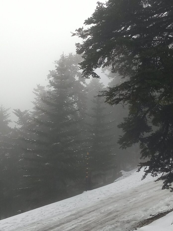 Mount Ainos in the snow 