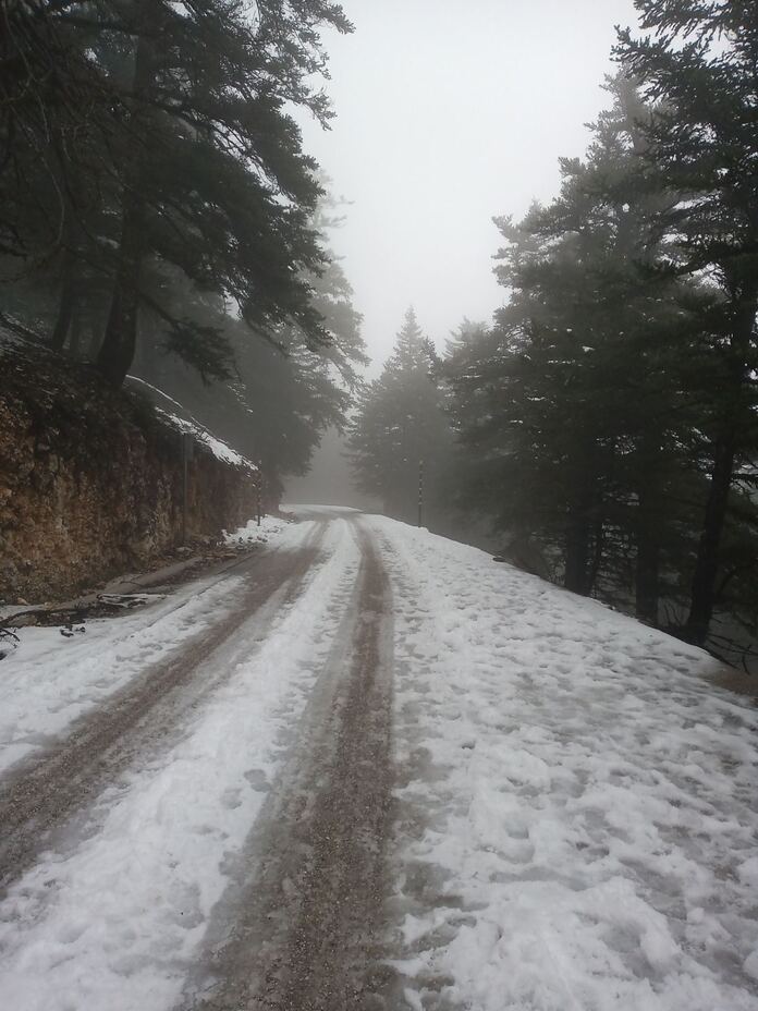 Mount Ainos in the snow 