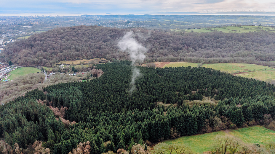 View south over Bristol Channel, Garth Mountain, Mynydd y Garth