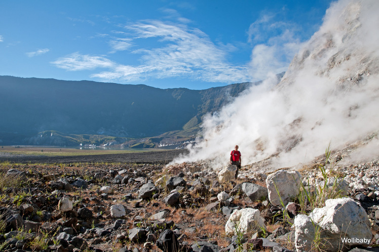 steam fumarole at the ground of Tambora, at 1.450m