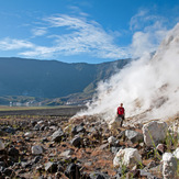 steam fumarole at the ground of Tambora, at 1.450m