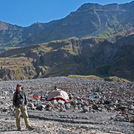 campsite on the crater ground, at 1.450m, below the western wall