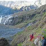 ropes are safer to climb steep parts, Tambora