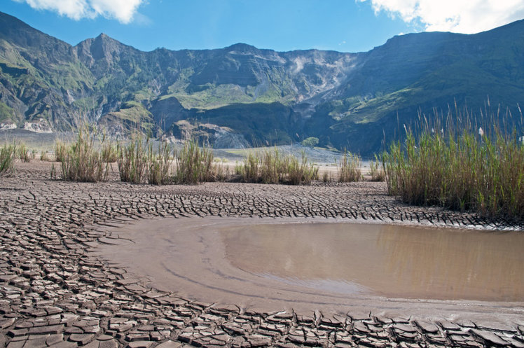 end of a creek on the crater base, Tambora