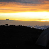 sunrise at the crater rim, with Rinjani in the west, Tambora