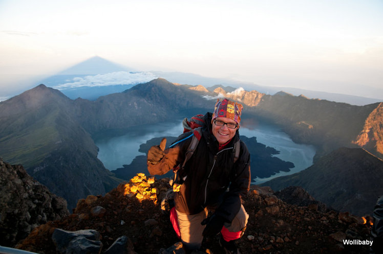 at the peak of Rinjani at sunrise, Mount Rinjani