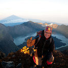 at the peak of Rinjani at sunrise