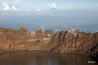 view over the crater lake to Agung on Bali, Mount Rinjani photo