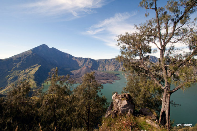 panorama view of Rinjani, from the western rim, Mount Rinjani