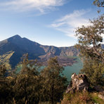 panorama view of Rinjani, from the western rim, Mount Rinjani